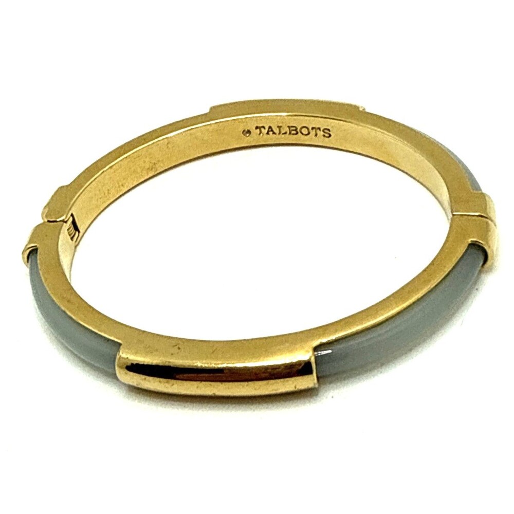 TALBOTS Clamper Bangle Bracelet Hinged Gold Tone & Opaque Acrylic Statement 8.5"